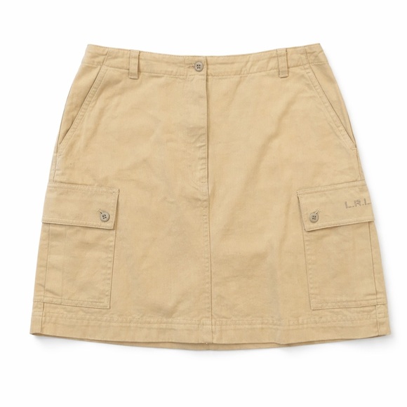 Ralph Lauren Dresses & Skirts - Lauren Ralph Lauren Cargo Skirt Khaki Tan Cotton Utility Mini Size 6